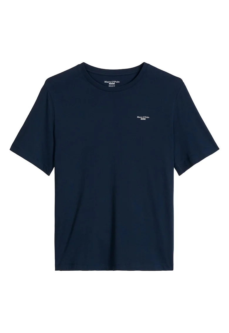 Tricou din bumbac organic cu detaliu cu logo discret, Albastru inchis