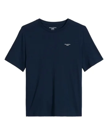 Tricou din bumbac organic cu detaliu cu logo discret, Albastru inchis