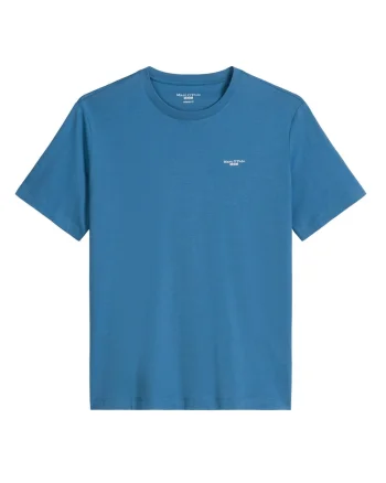 Tricou din bumbac organic cu detaliu cu logo discret, Albastru