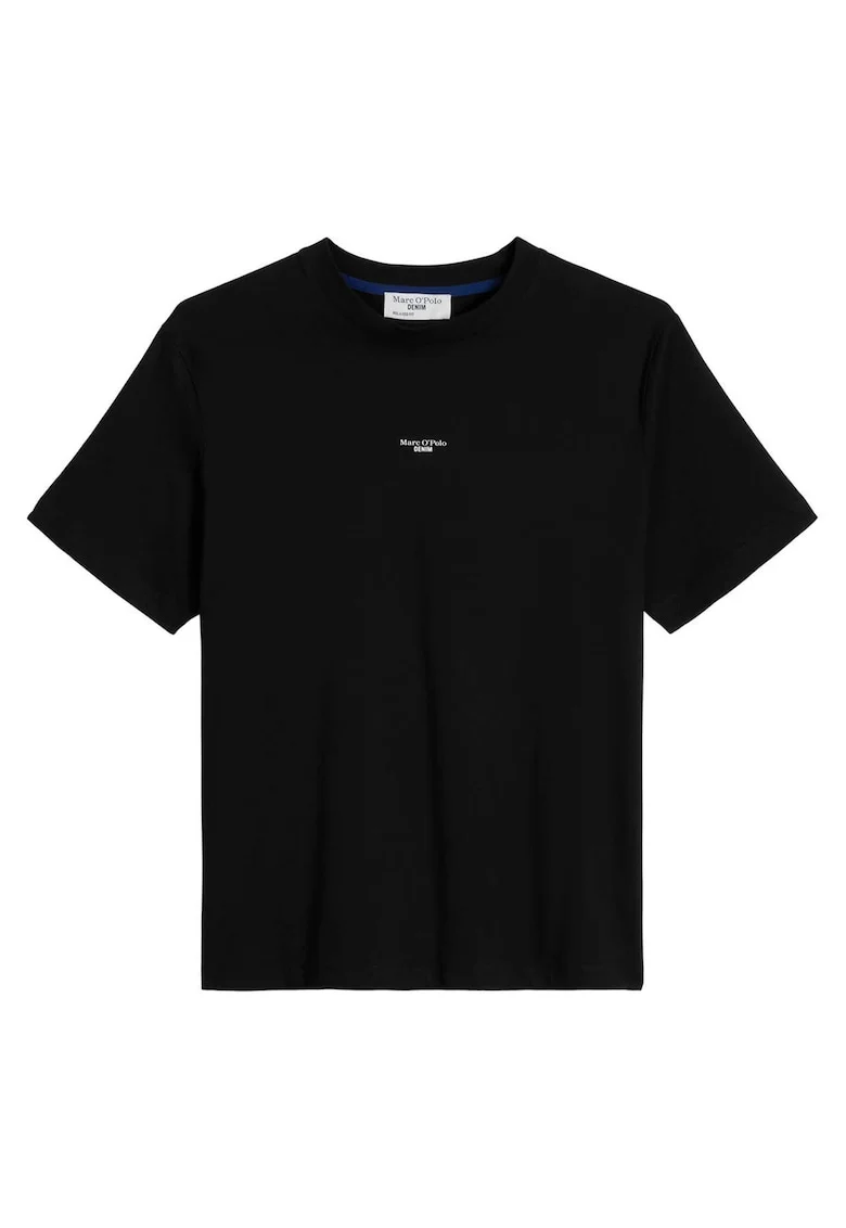 Tricou lejer cu decolteu la baza gatului, Negru