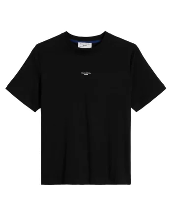 Tricou lejer cu decolteu la baza gatului, Negru