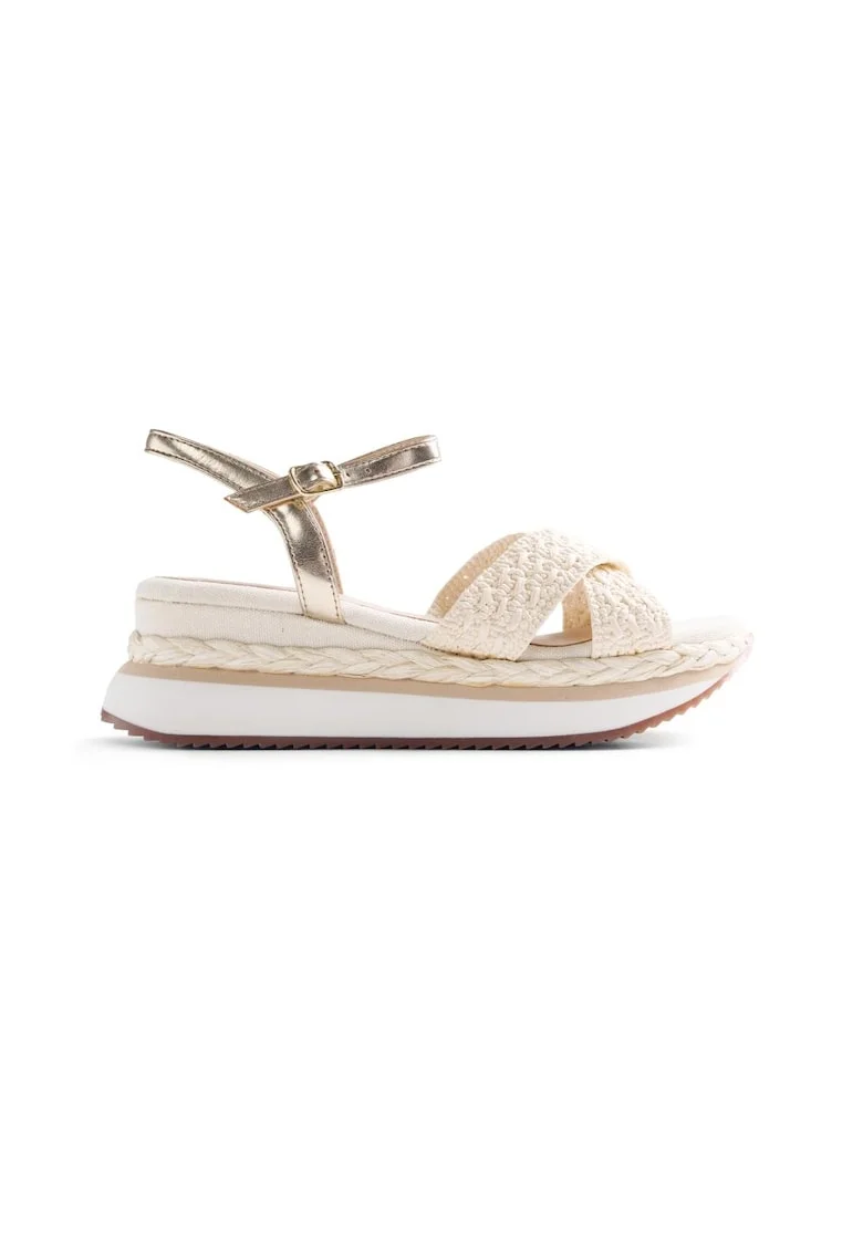 Sandale-espadrile wedge Trevelin, Alb murdar