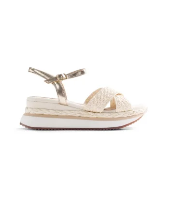 Sandale-espadrile wedge Trevelin, Alb murdar