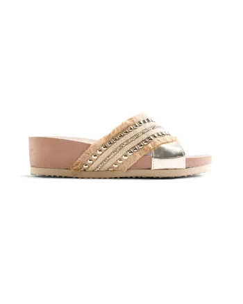 Papuci wedge cu aspect metalizat Sumbawa, Auriu