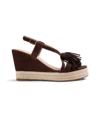 Sandale wedge de piele intoarsa Kilosa, Maro inchis