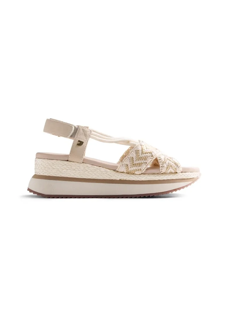 Sandale-espadrile wedge Ugunja, Alb murdar