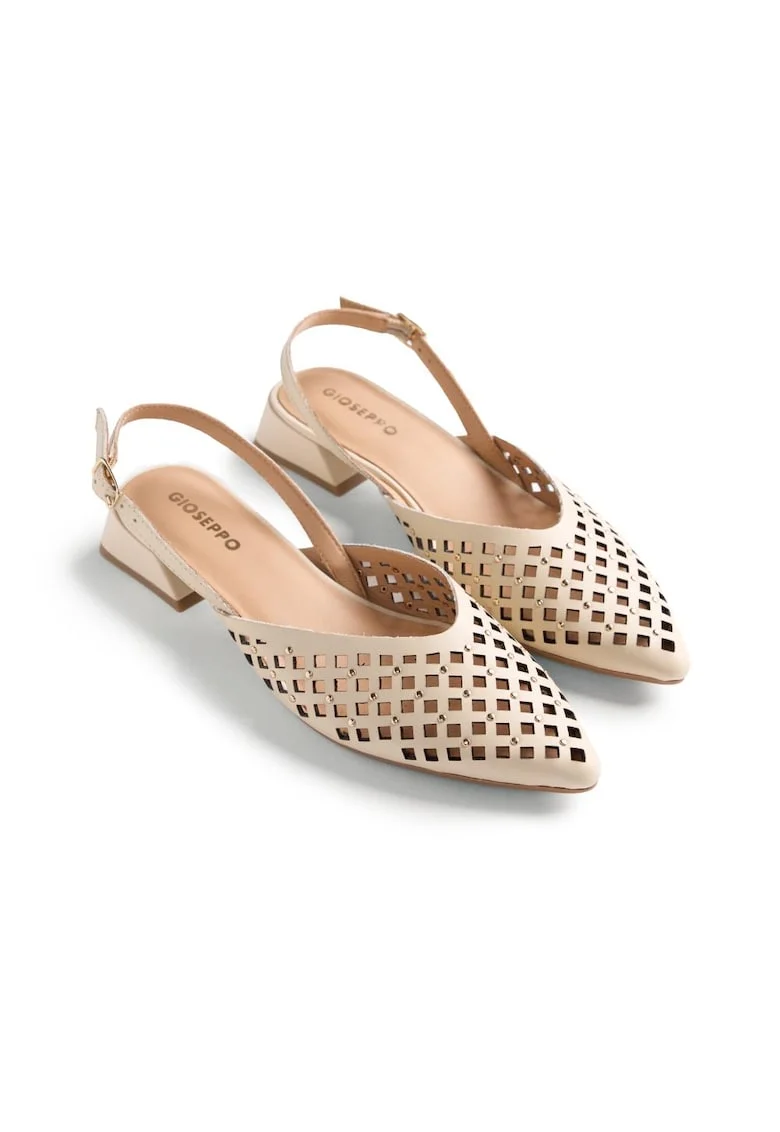 Pantofi slingback de piele Lagos, Alb fildes