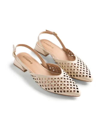 Pantofi slingback de piele Lagos, Alb fildes