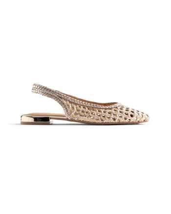 Balerini slingback cu design impletit Wendell, Auriu platinat