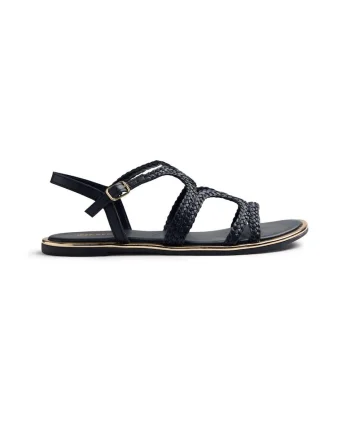 Sandale de piele cu catatrama, Negru