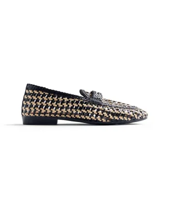 Pantofi loafer de piele cu perforatii, Negru