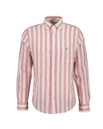 Camasa regular fit cu dungi si guler Oxford, Roz