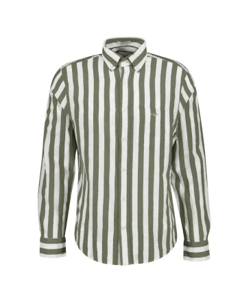 Camasa regular fit cu dungi si guler Oxford, Verde