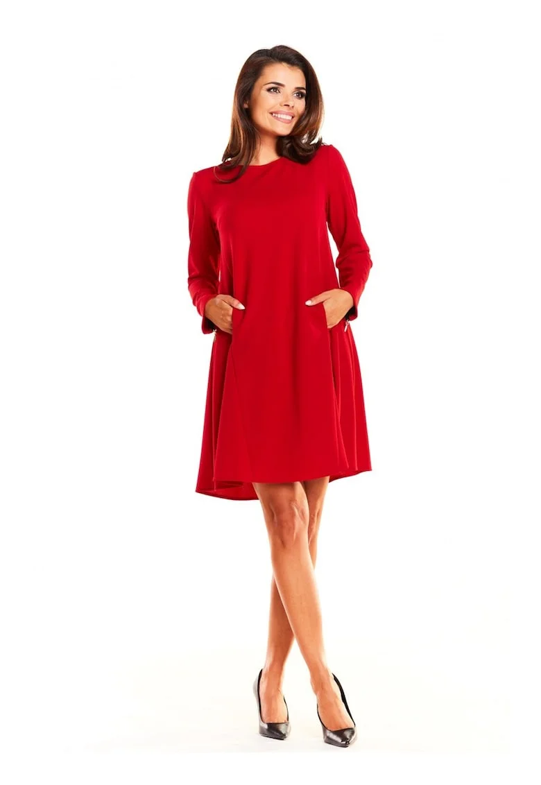Rochie A661,  Poliester/Elastan, Rosu,