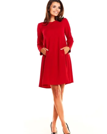 Rochie A661,  Poliester/Elastan, Rosu,