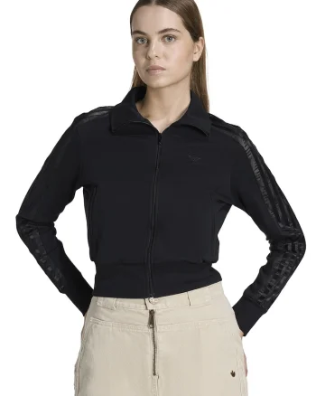 Bluza de trening slim fit cu insertii de dantela Firebird, Negru