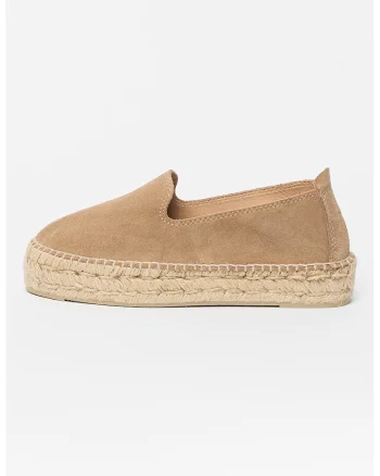 Espadrile flatform de piele intoarsa, Maro taupe