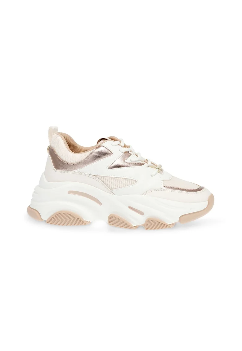 Pantofi sport cu piele intoarsa Progressive, Auriu rose/Alb murdar