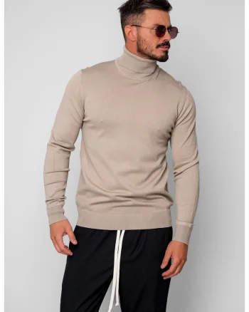 Pulover cu guler inalt Beige 19861, Bej