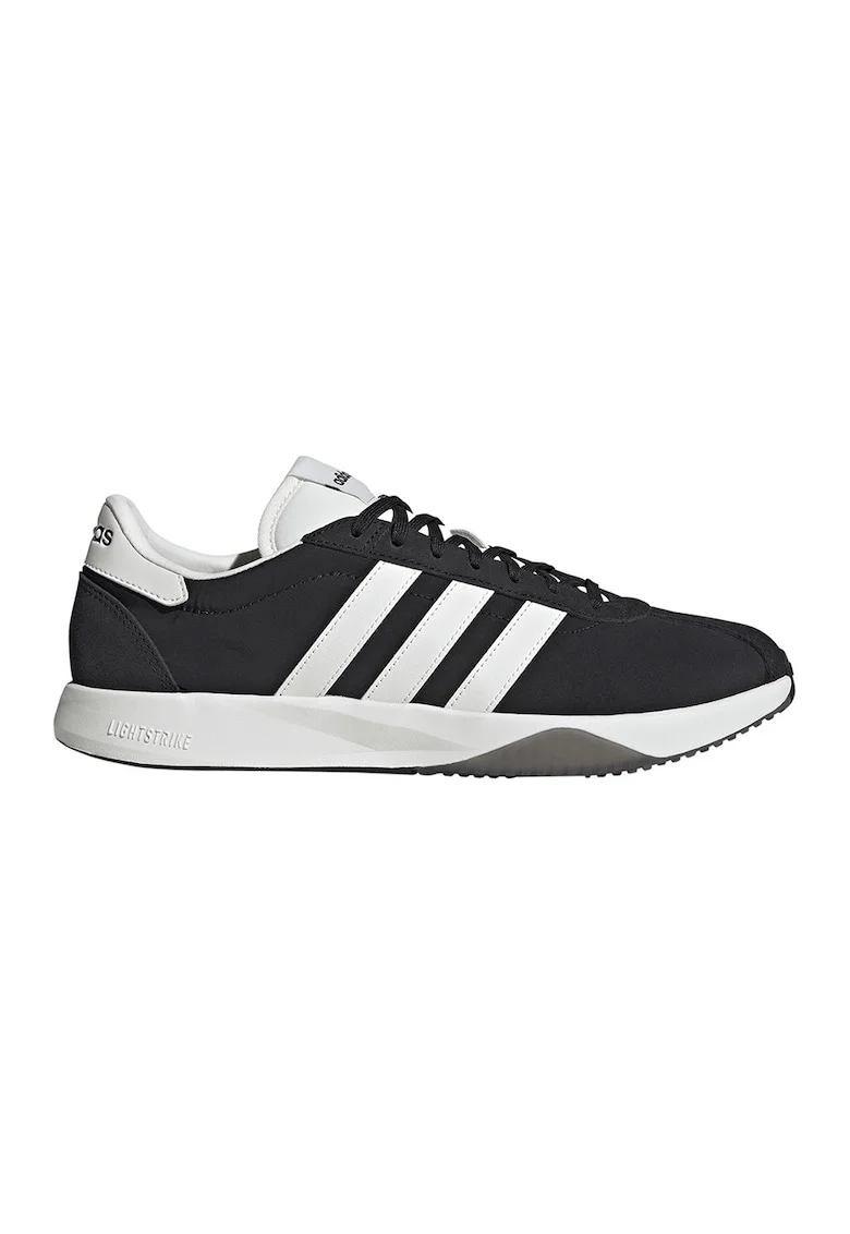 Pantofi sport Run cu garnituri de piele intoarsa, Negru/Alb optic