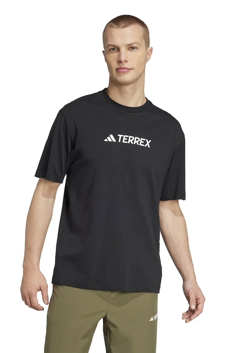 Tricou cu imprimeu logo, pentru drumetii Terex, Negru