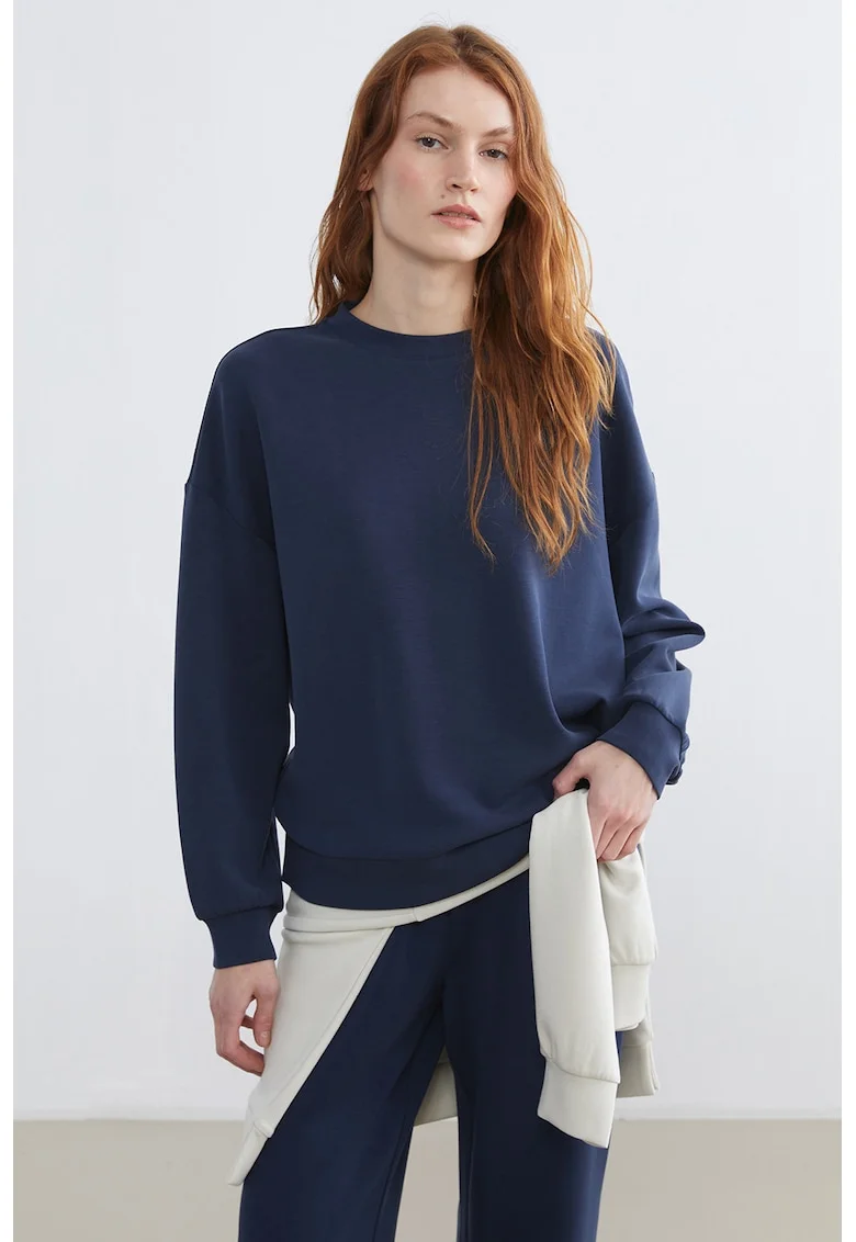 Bluza de trening din amestec de modal, Bleumarin