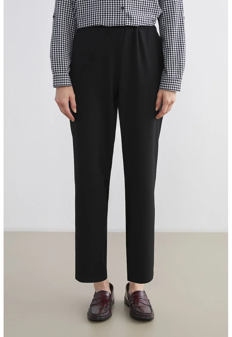 Pantaloni conici cu talie elastica, Negru
