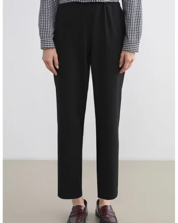 Pantaloni conici cu talie elastica, Negru