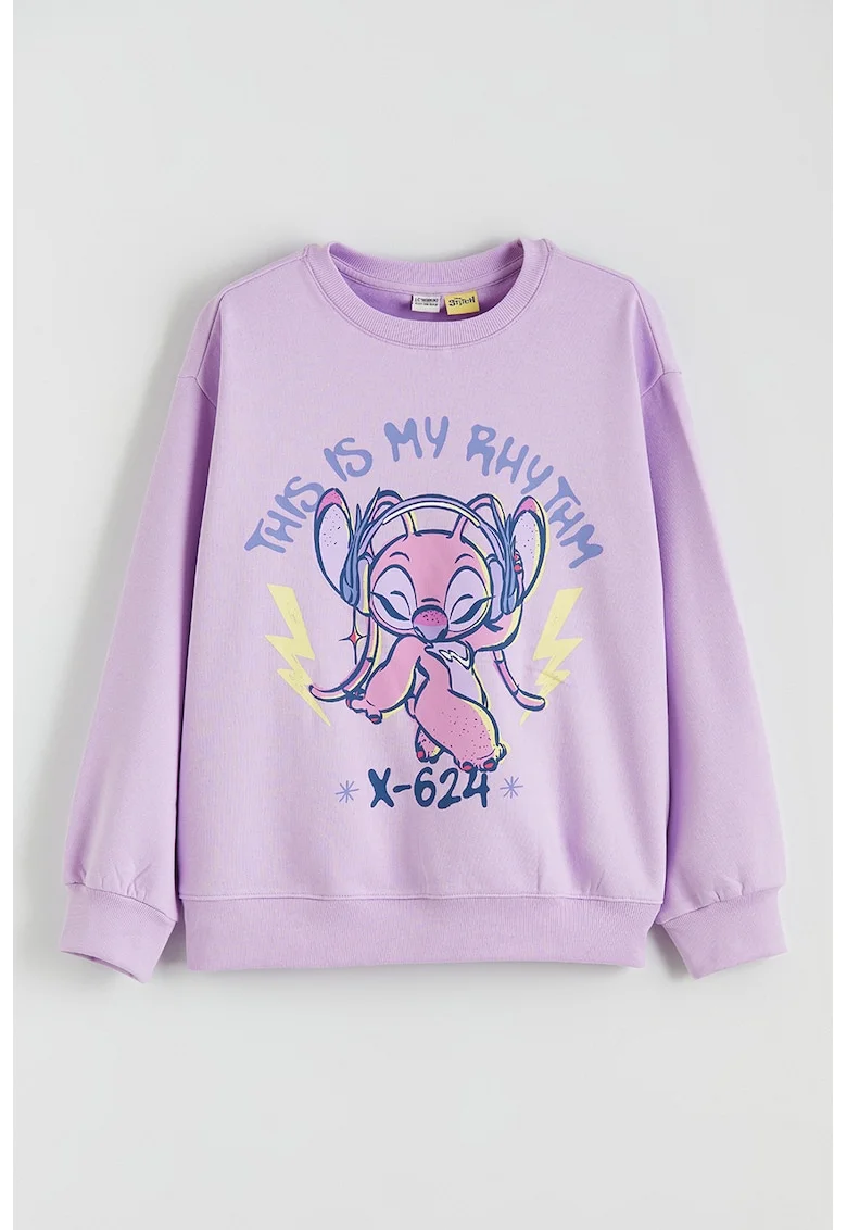 Bluza de trening din amestec de bumbac cu imprimeu cu inger, Lila