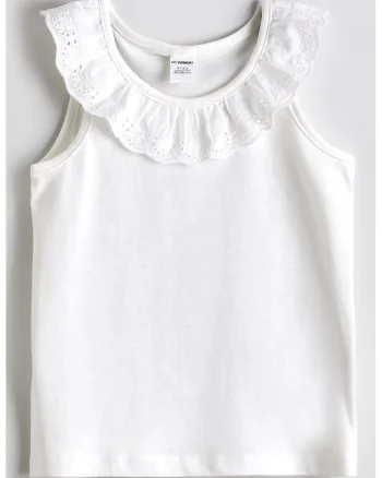 Bluza din bumbac cu decolteu rotund, Alb optic
