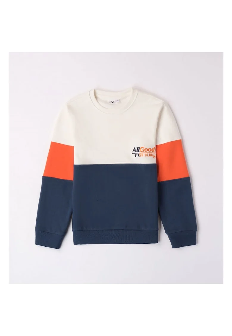 Bluza flausata cu imprimeu pentru baieti,  4.7703, Alb/Portocaliu/Albastru