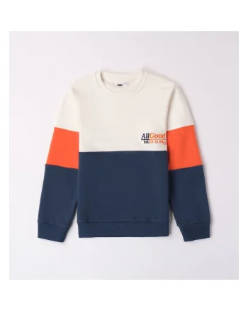 Bluza flausata cu imprimeu pentru baieti,  4.7703, Alb/Portocaliu/Albastru