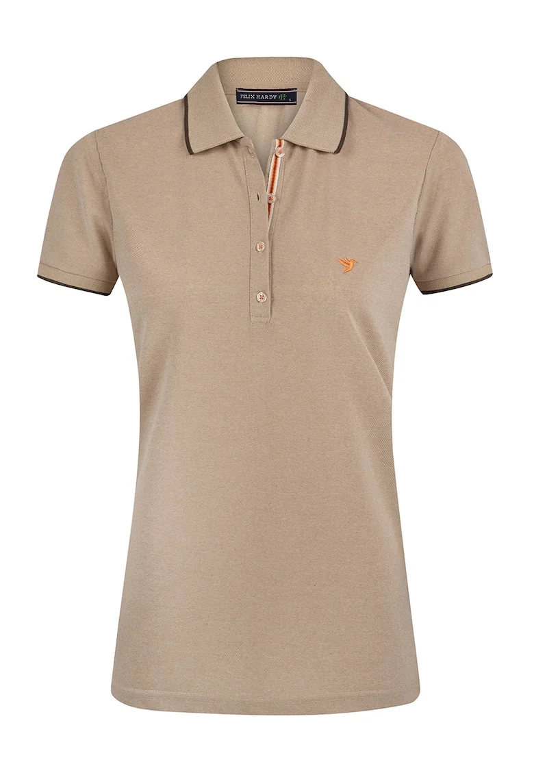Tricou polo din amestec de bumbac, Maro camel