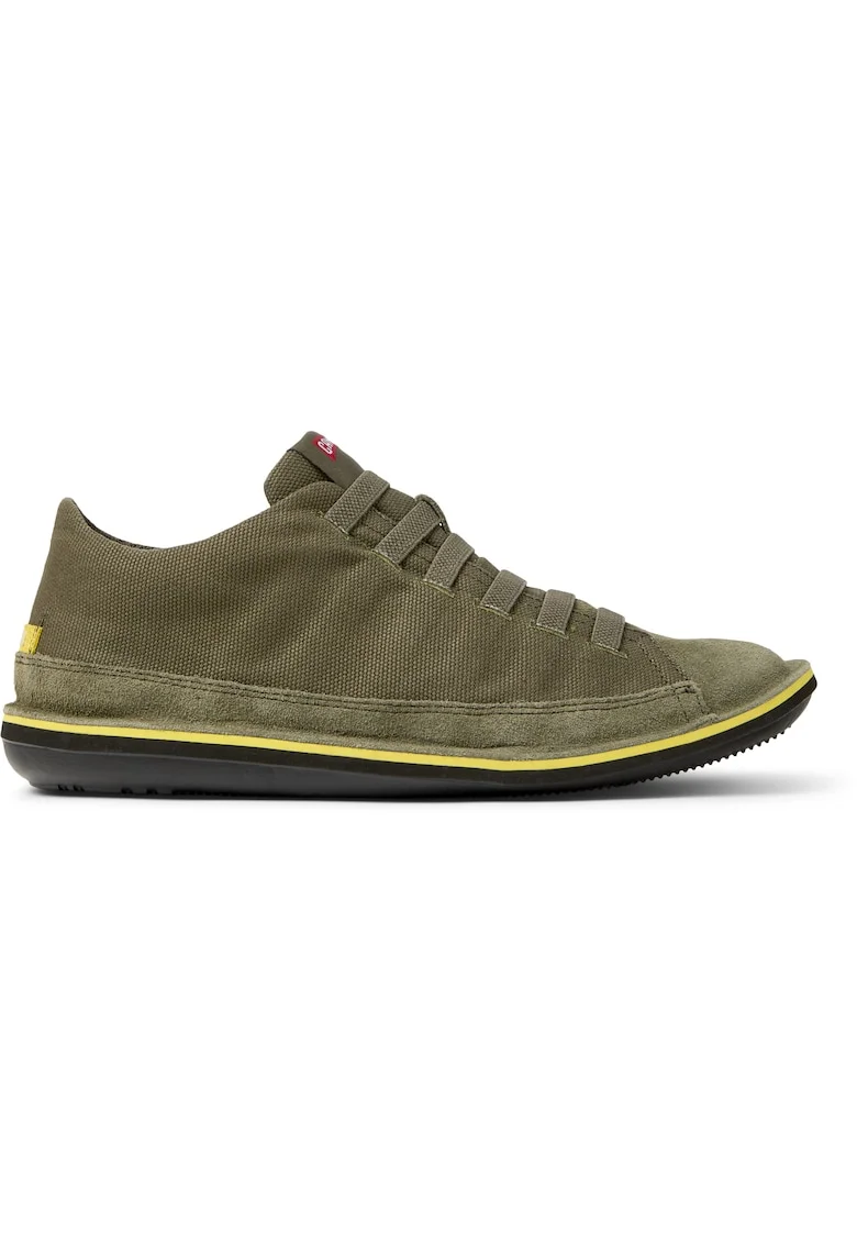 Pantofi casual de panza cu garnituri de piele intoarsa Beetle, Verde sparanghel