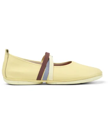 Balerini Mary Jane de piele, Galben