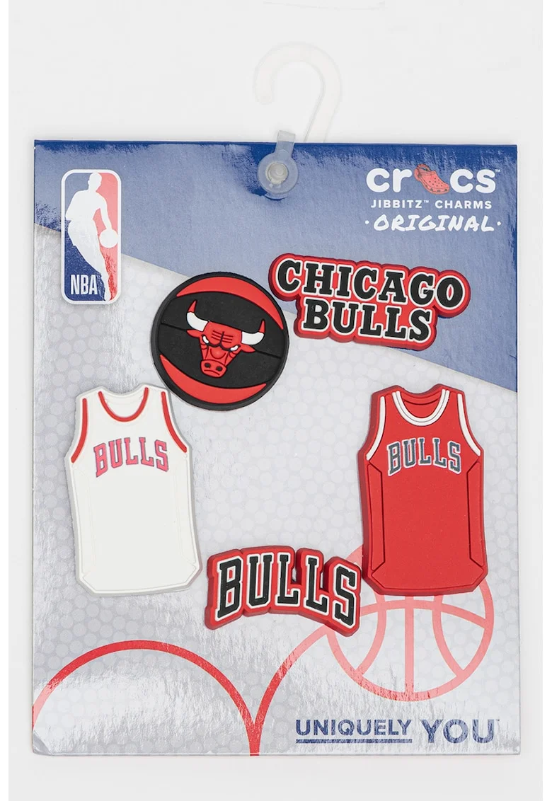 Talisman cu tematica Chicago Bulls Jibbitz™, Rosu/Alb/Negru