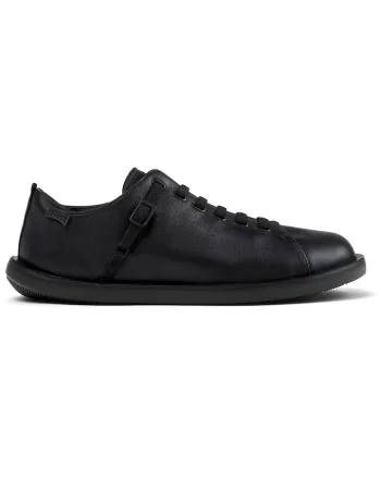 Pantofi casual de piele cu sireturi elastice Wagon, Negru