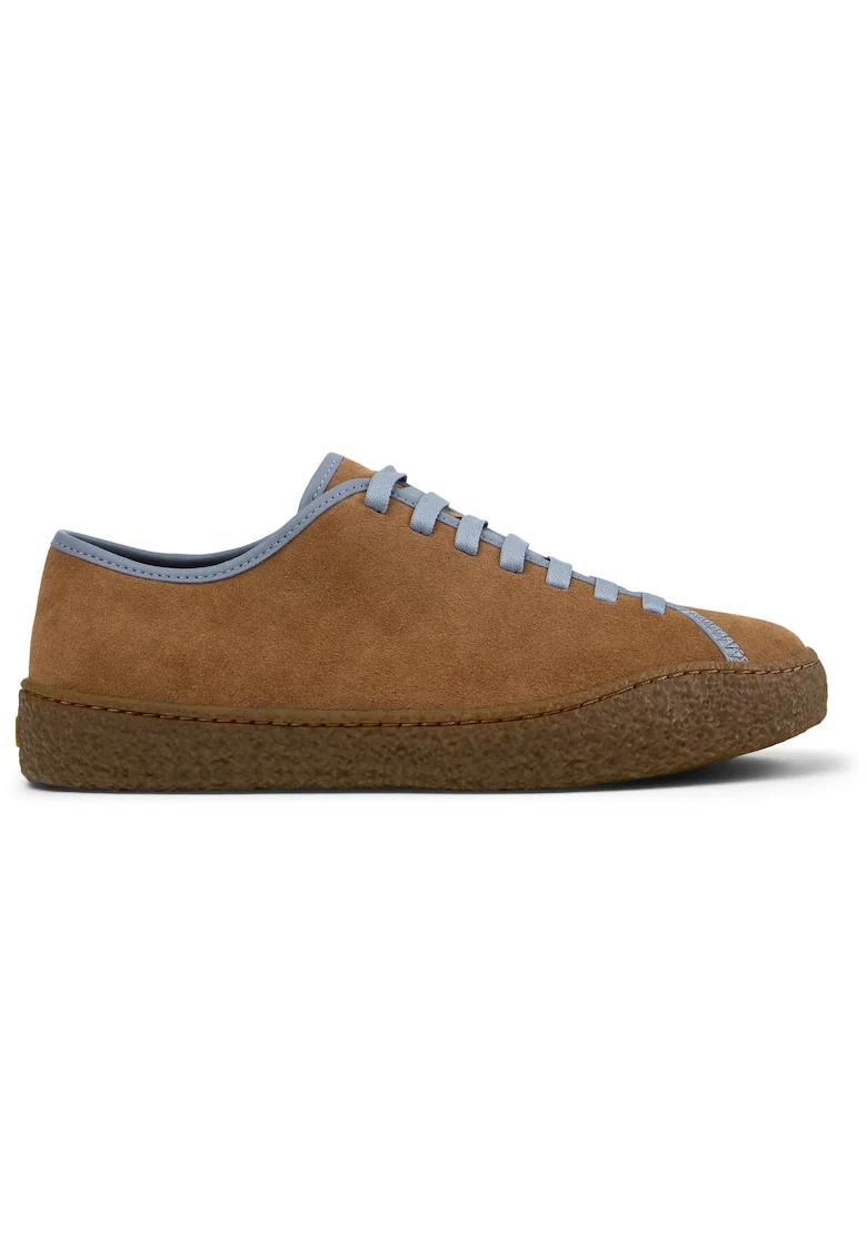 Pantofi sport Peu Terreno din piele intoarsa cu sireturi contrastante, Caramel