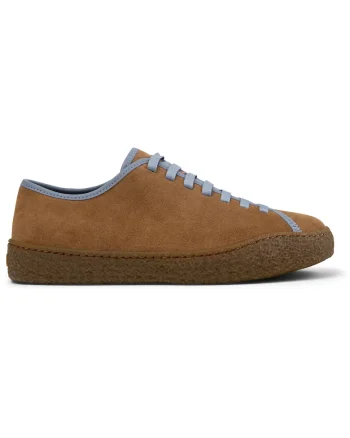 Pantofi sport Peu Terreno din piele intoarsa cu sireturi contrastante, Caramel