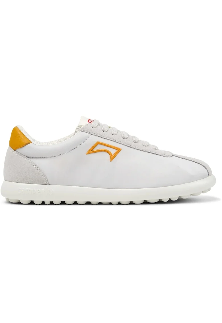 Pantofi sport cu insertii din piele intoarsa Pleotas, Gri deschis/Portocaliu