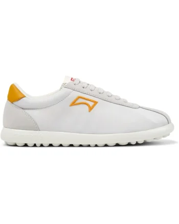 Pantofi sport cu insertii din piele intoarsa Pleotas, Gri deschis/Portocaliu