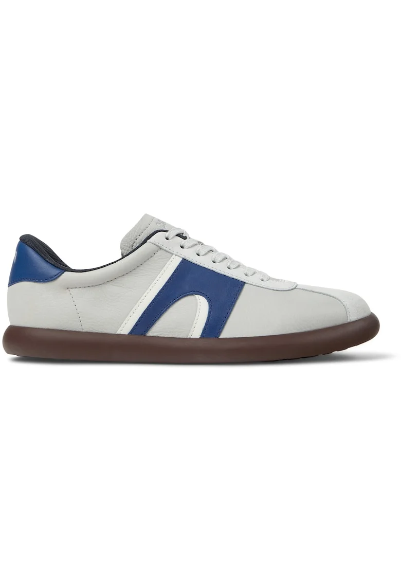 Pantofi sport Pelotas Soller din piele si piele nabuc, Alb murdar/Albastru petrol
