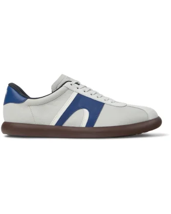 Pantofi sport Pelotas Soller din piele si piele nabuc, Alb murdar/Albastru petrol