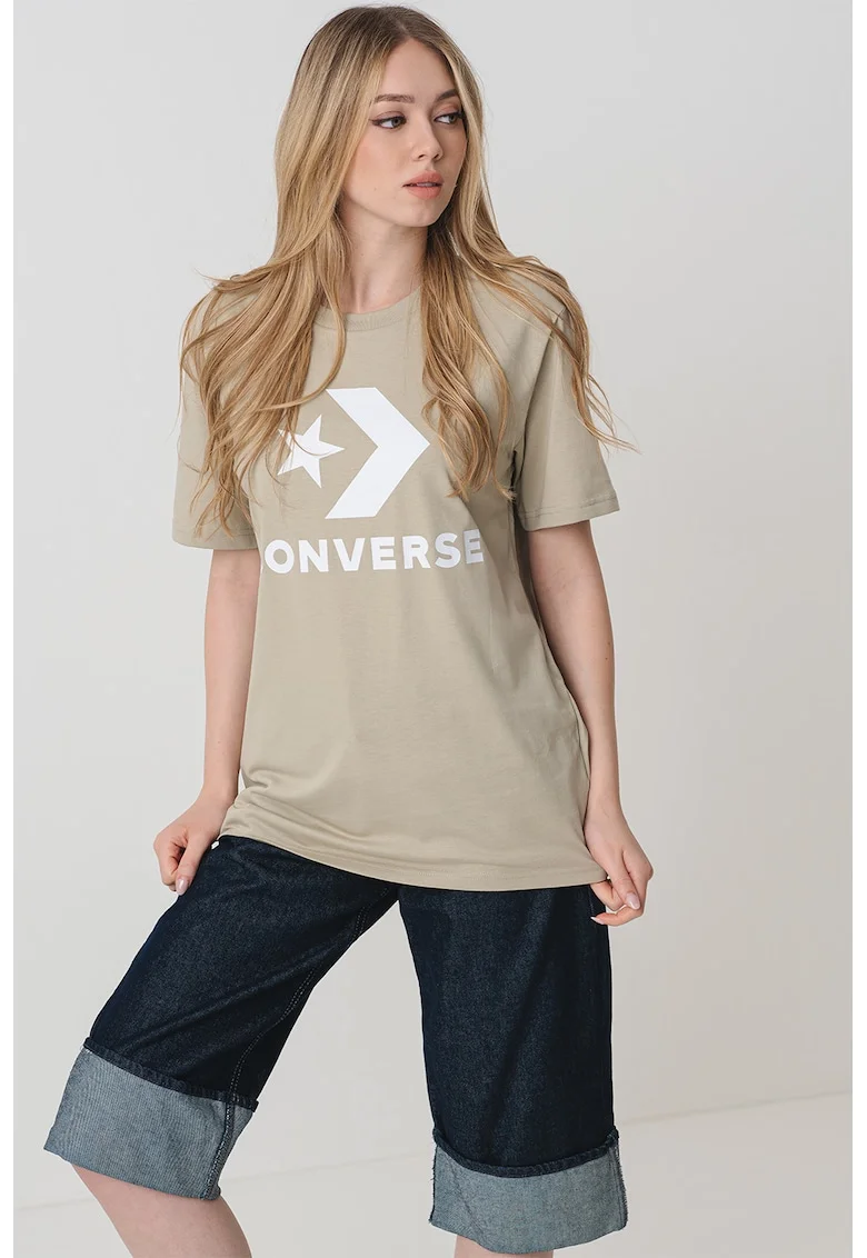 Tricou cu imprimeu logo, Verde pal
