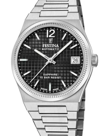 Ceas  Capsule, automat, argintiu, 38h rezerva de mers, negru