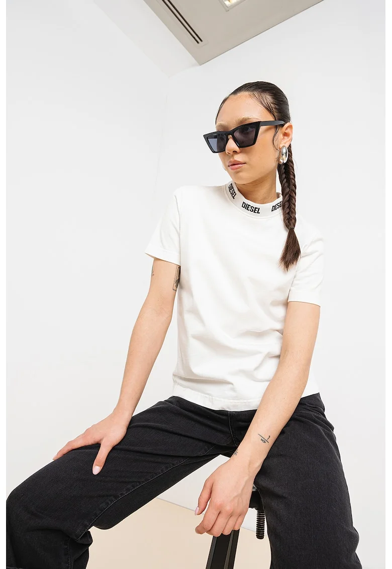 Tricou din bumbac Reg, Alb/Negru