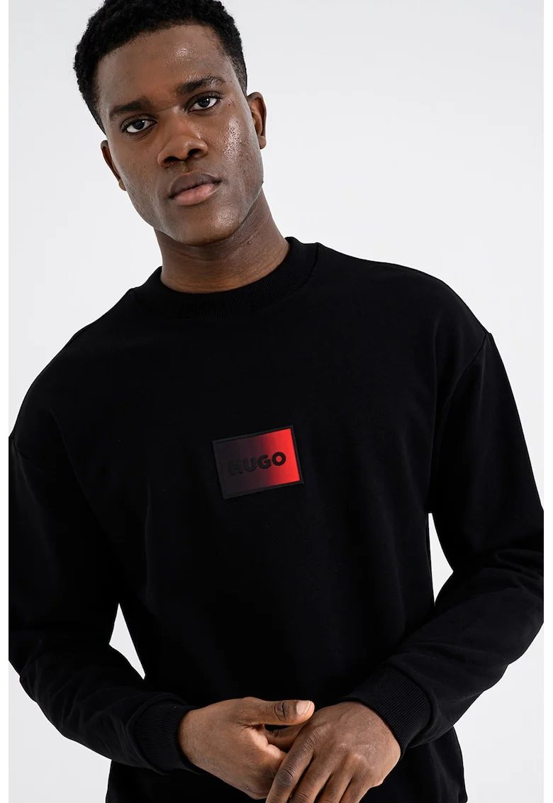 Bluza de trening cu logo, Negru/Rosu inchis