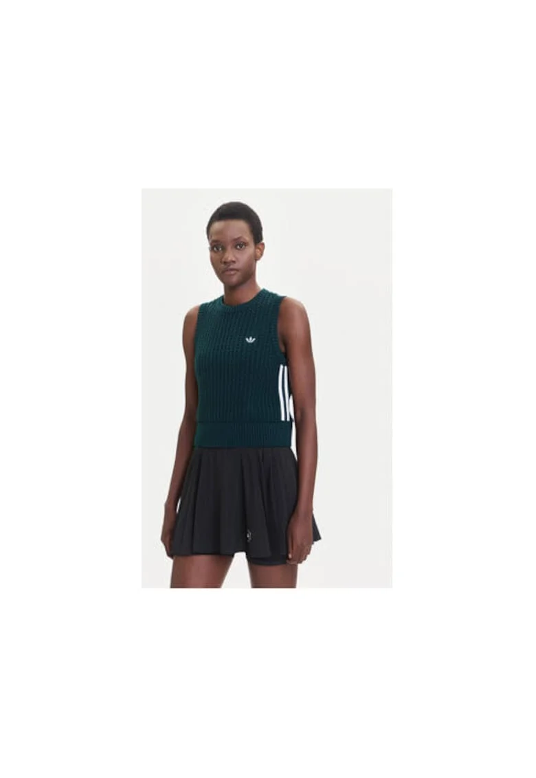 Top din bumbac cu logo frontal discret