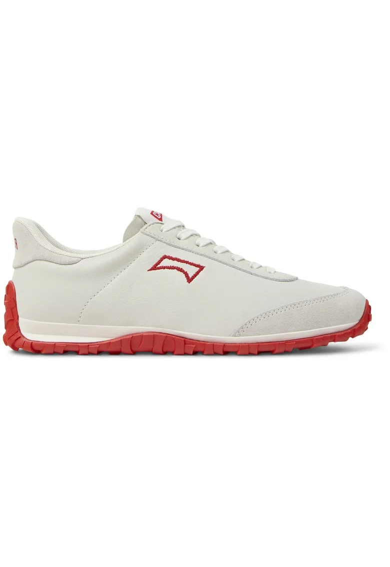 Pantofi sport Drift Walker din piele si piele intoarsa, Alb/Alb murdar