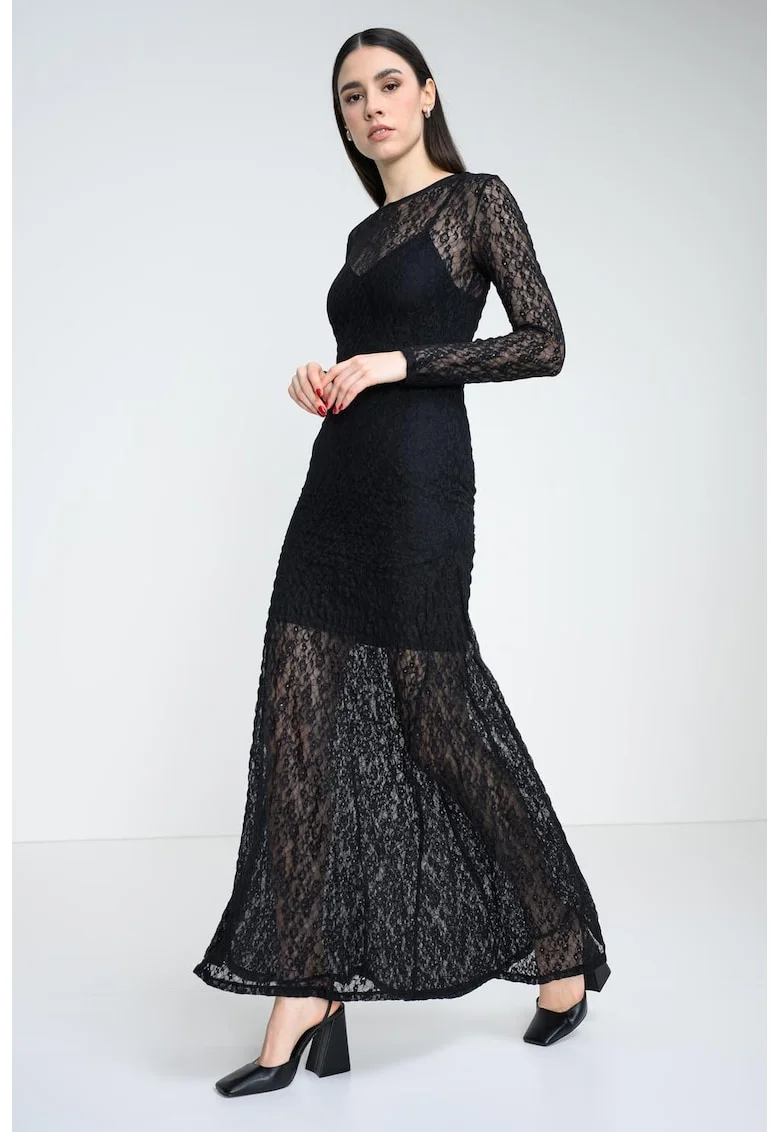 Rochie midi cu dantela, Negru